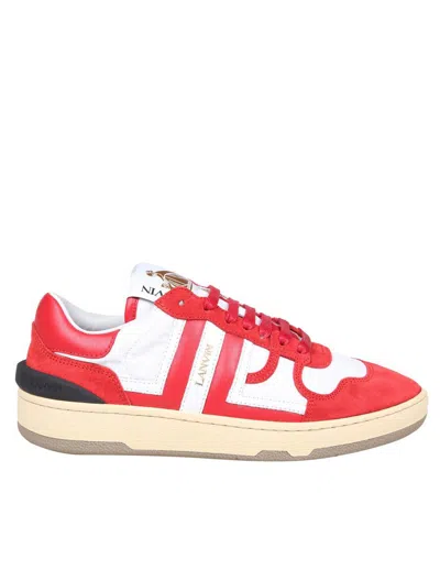 Shop Lanvin Leather And Suede Sneakers With Nylon Inserts In Red/white