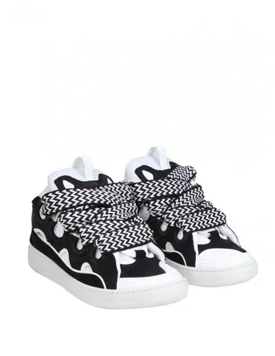 Shop Lanvin Sneakers In Leather, Fabric And Suede In Black/white