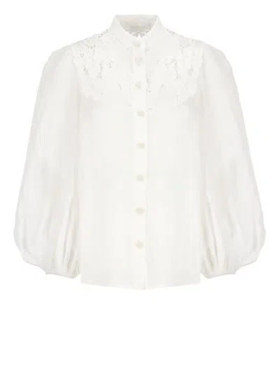 Shop Zimmermann Shirts Ivory In Beige