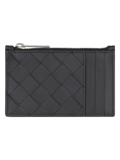 Bottega Veneta Leather Card Holder In Black