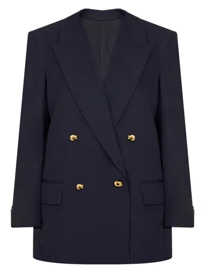 Bottega Veneta Double Breasted Tailored Blazer In Blue