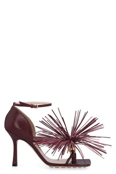 Bottega Veneta Maroon Leather Stretch Strap Heels In Burgundy
