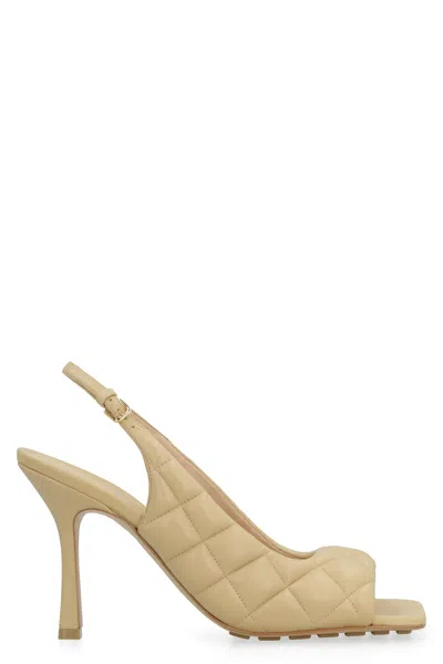Bottega Veneta Padded Slingback Sandals With Quilted Texture And Stiletto Heel In Beige