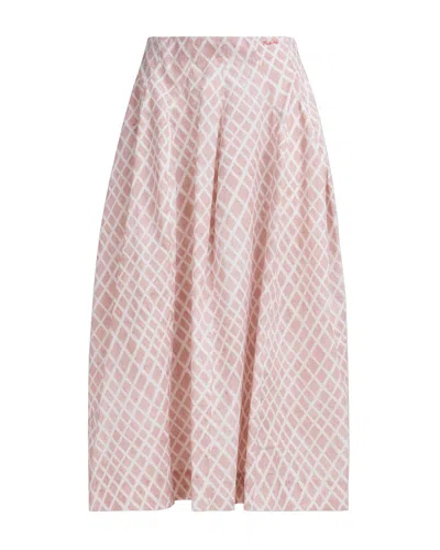Marni Landscapes Cotton Poplin Midi Skirt In Pink