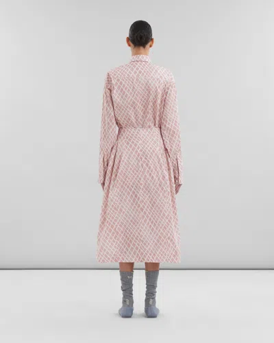 Marni Landscapes Cotton Poplin Midi Skirt In Pink