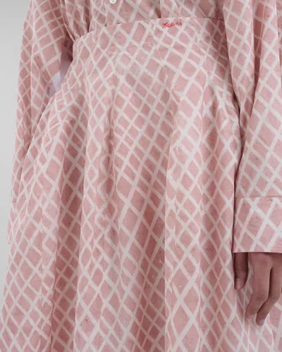 Marni Landscapes Cotton Poplin Midi Skirt In Pink