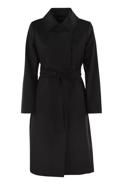 Shop Max Mara Studio Bcollag - Wool Coat In Black