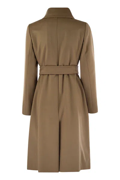 Shop Max Mara Studio Bcollag - Wool Coat In Brown