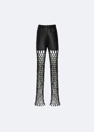Lapointe Faux Leather Mesh Jean In Black