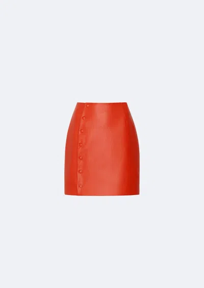 Lapointe Faux Leather Snap Mini Skirt In Poppy