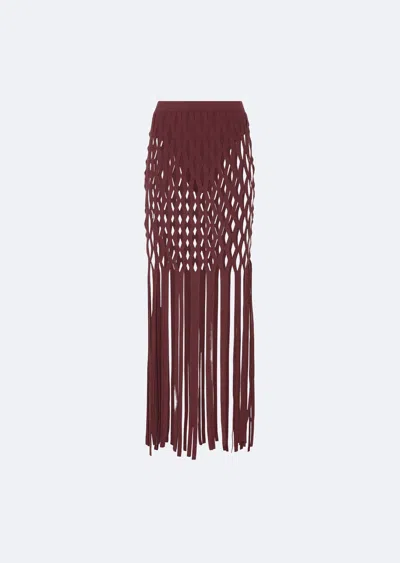 Lapointe Matte Viscose Fishnet Skirt And Brief In Merlot