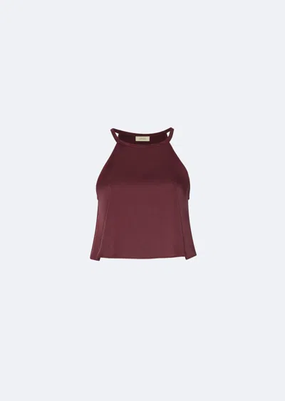 Lapointe Satin Cropped Cami In Merlot