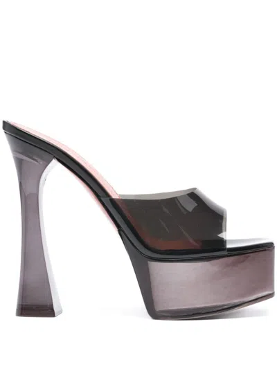 Amina Muaddi Dalida Glass 140mm Translucent Platform Mules
