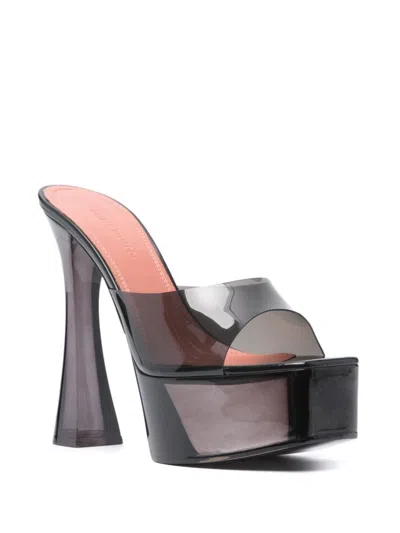Amina Muaddi Dalida Glass 140mm Translucent Platform Mules