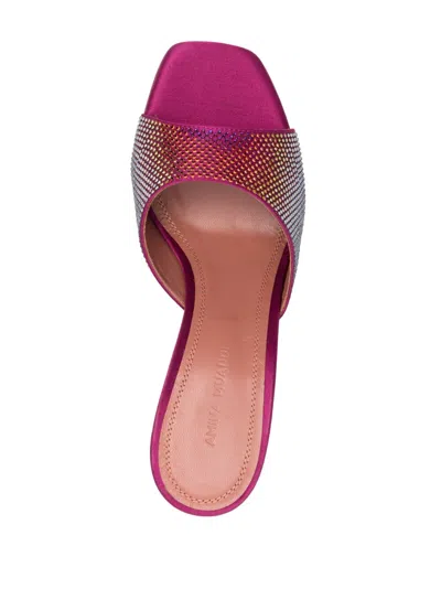 Amina Muaddi Lupita Crystal-embellished Satin Wedge Sandals