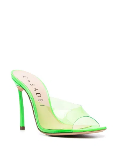 Casadei Green Transparent Peep Toe Sandals In Polyurethane Woman
