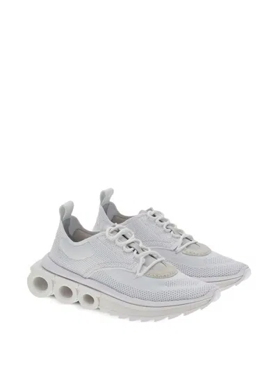 Ferragamo Men Nylon Sneakers With Iconic Gancini Sole