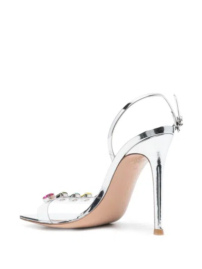 Gianvito Rossi Crystal Embellished Transparent Strap Sandals