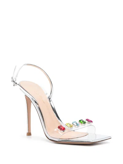 Gianvito Rossi Crystal Embellished Transparent Strap Sandals