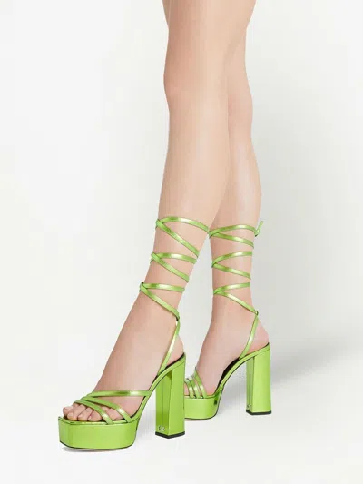 Shop Giuseppe Zanotti Metallic Leather Heel Sandals