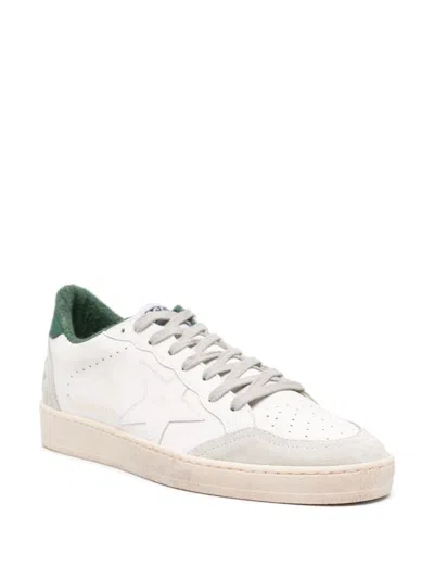 Golden Goose White Cow Leather Vamp Sneakers With Unique Used And Dirty Effect