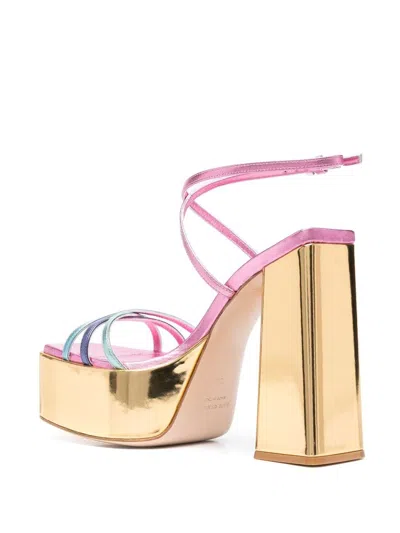 Haus Of Honey Metallic Leather Ankle Strap Sandals With Heel 14cm