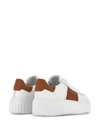 Shop Hogan Pre H Stripes Leather Sneakers