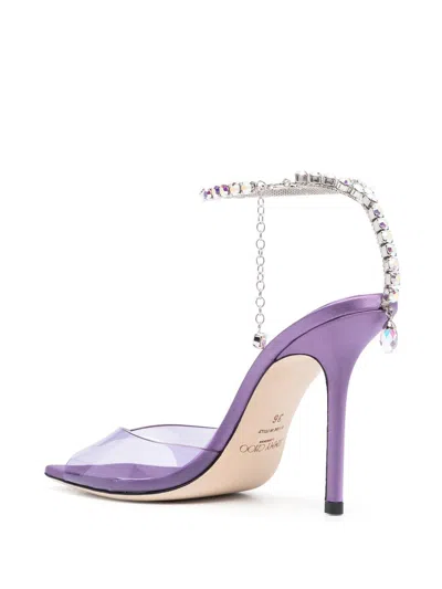 JIMMY CHOO JIMMY CHOO SAEDA 100 CRYSTAL CHAIN EMBELLISHMENT SANDALS 