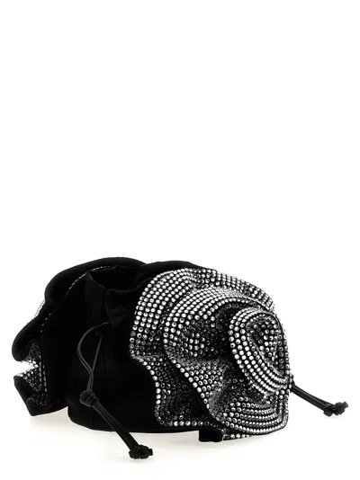 Magda Butrym Leather-trimmed Crystal-embellished Satin Shoulder Bag