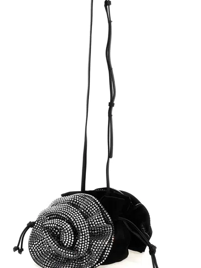 Magda Butrym Leather-trimmed Crystal-embellished Satin Shoulder Bag