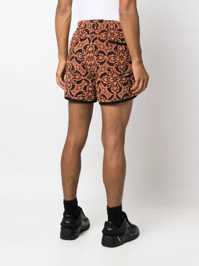 Marine Serre Towelling Finish Running Shorts With Graphic Print