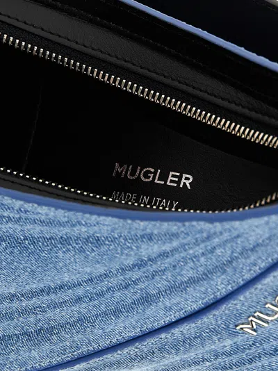 Mugler 'medium Denim Spiral Curve 01' Shoulder Bag