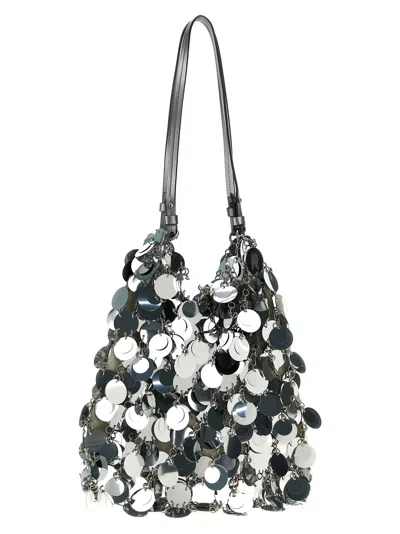 Rabanne Silver Sparkle Discs Large Shoulder Bag