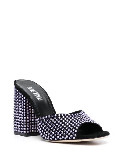 Shop Paris Texas Anja Crystal Embellished Suede Mules