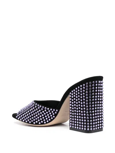 Shop Paris Texas Anja Crystal Embellished Suede Mules