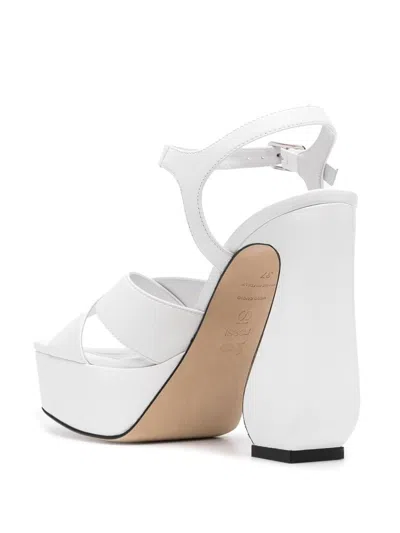 Si Rossi White Sandals With A Sculpted Heel