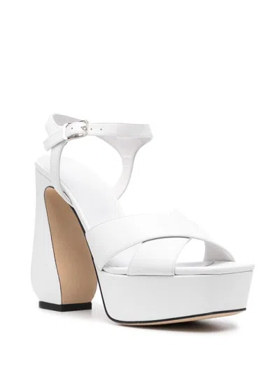 Si Rossi White Sandals With A Sculpted Heel