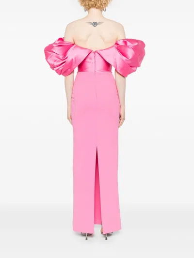 Solace London Sian Off-shoulder Gown In Pink