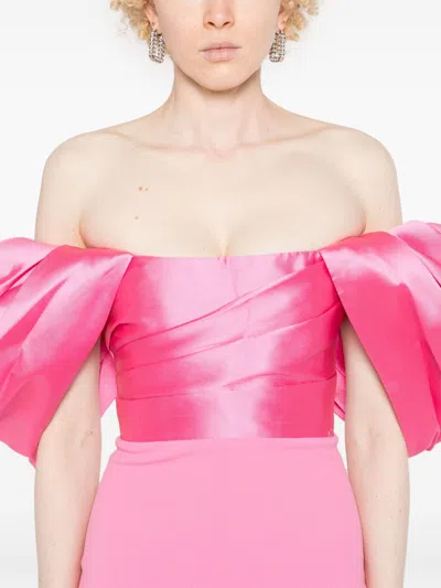 Solace London Sian Off-shoulder Gown In Pink