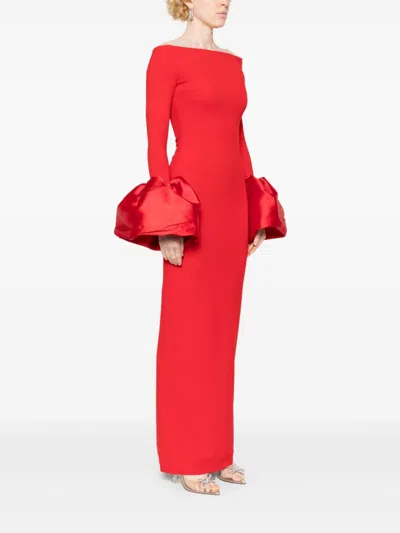 Solace London Talia Off-the-shoulder Faille-trimmed Crepe Gown