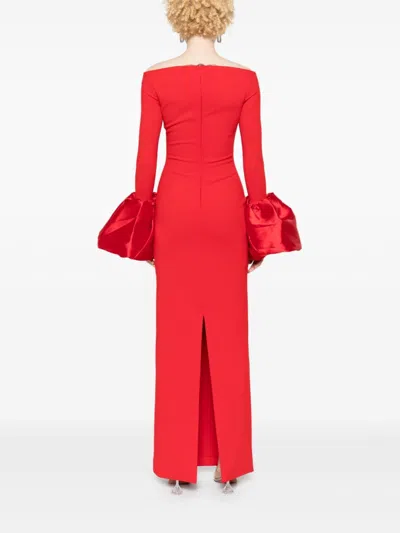 Solace London Talia Off-the-shoulder Faille-trimmed Crepe Gown