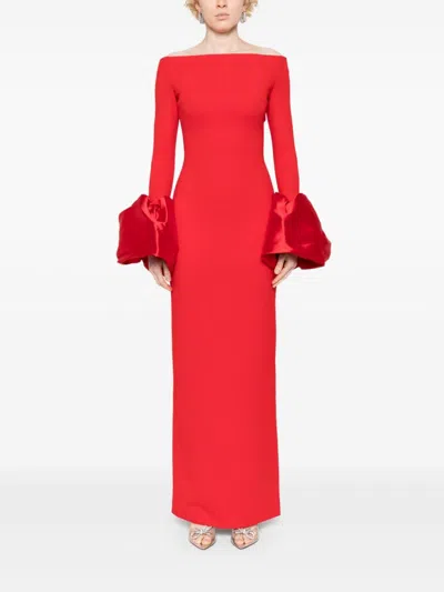 Solace London Talia Off-the-shoulder Faille-trimmed Crepe Gown