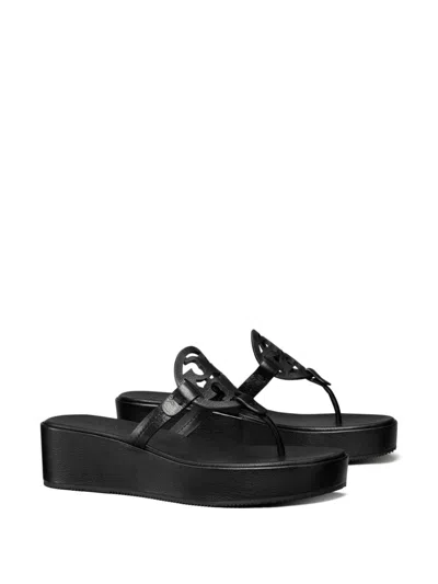 Tory Burch Black Miller Wedge Sandals