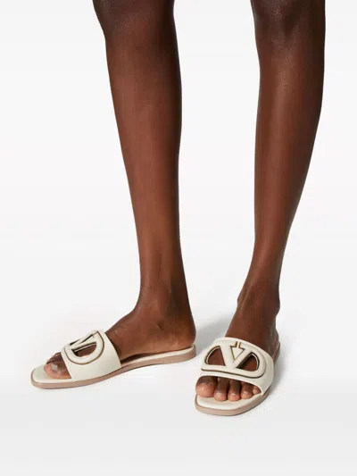 Shop Valentino Garavani V Logo Cut Out Leather Sandals