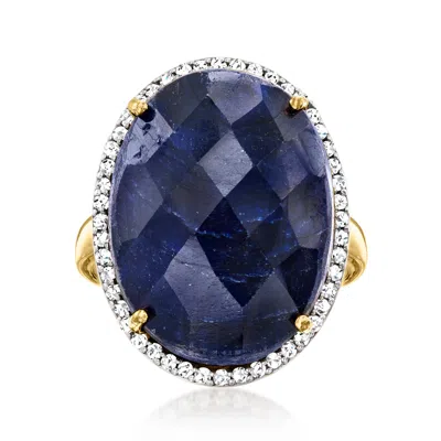 Ross-simons Sapphire And . White Topaz Ring In 18kt Gold Over Sterling In Blue