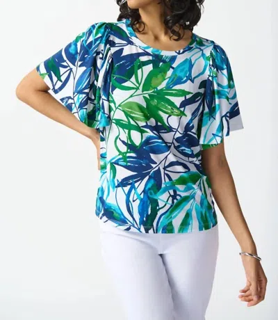 Joseph Ribkoff Silky Knit Tropical Print Top In Vanilla/multi In Multi