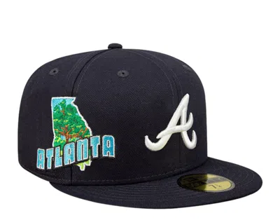 New Era Atlanta Braves Stateview 59fifty Fitted Cap 60296534 - Navy/grey Uv In Blue