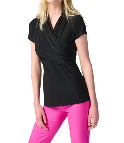 Joseph Ribkoff Silky Knit Wrap Fitted Top In Black In Black