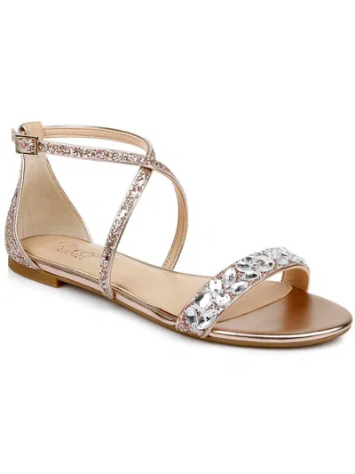 Jewel Badgley Mischka Osome Womens Embellished Man Made Ankle Strap In Multi