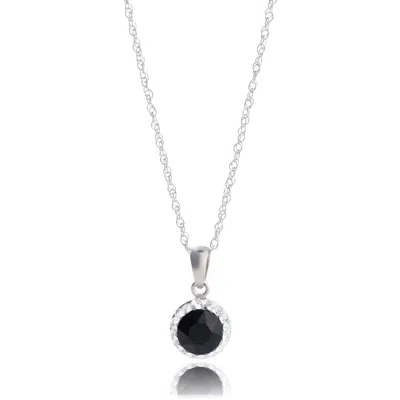 Max + Stone Sterling Silver Crystal Halo Pendant Necklace In Black
